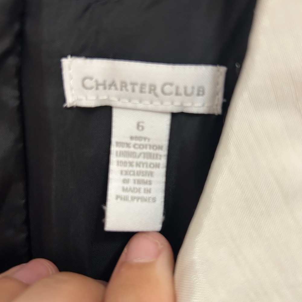 Charter Club Girls Black Velvet Smocked‎ Floral Dress Sz 6 Peter Pan Collar - Picture 6 of 10